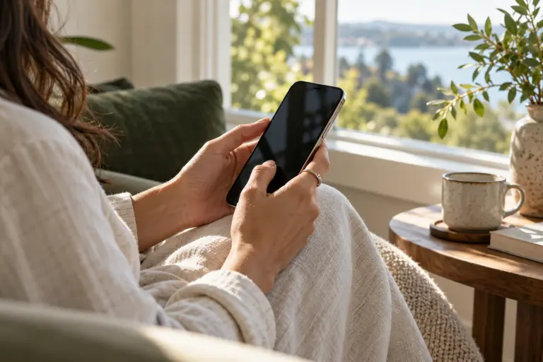 Using a smartphone in a quiet home